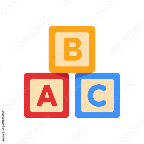 colorful alphabet blocks, educational children’s toy, early learning cubes, colorful vector flat style illustration