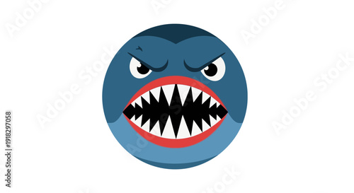 Angry Blue Cartoon Face.