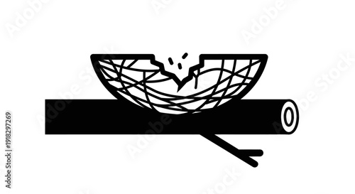 Black and white bird nest.