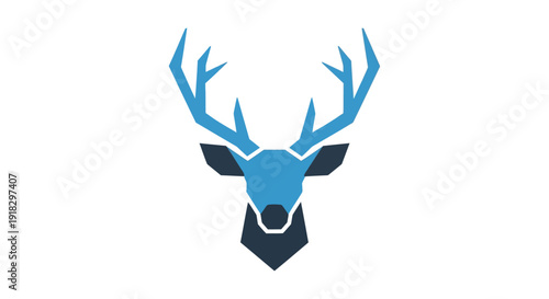 Blue Deer Head Logo.