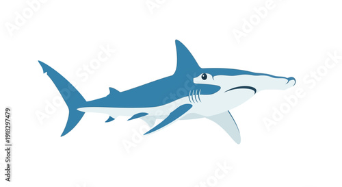 Blue Shark Cartoon Illustration.