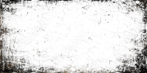 Abstract Black and White Grunge Wall Texture with Heavy Distressed Stains, Scratches, Dirt Overlay, Film Grain Noise and Aged Concrete Surface Background