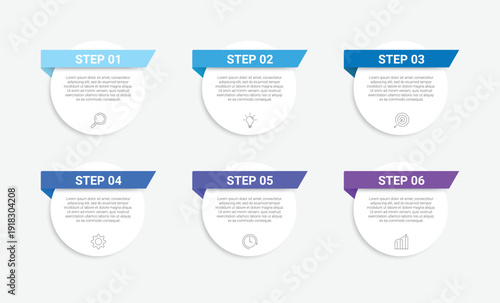 A blurry infographic with six steps