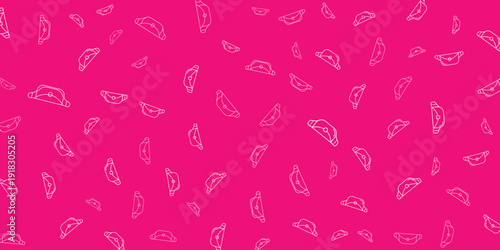A vibrant pink background featuring a pattern of white lips viewed from directly above in a graphic illustration style