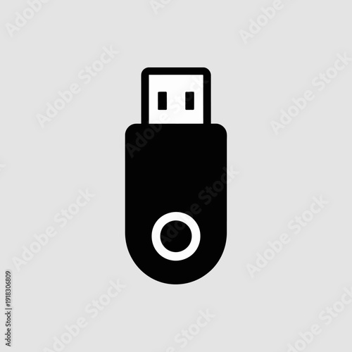A simple black USB flash drive icon on a light gray background