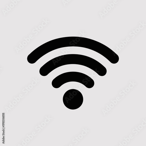 A black Wi-Fi symbol on a gray background