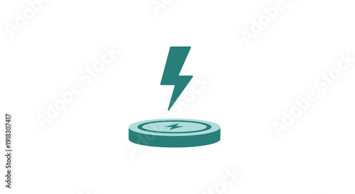 Wireless Charging Pad with Lightning Bolt Icon, Energy Transfer Technology, isolated white background.