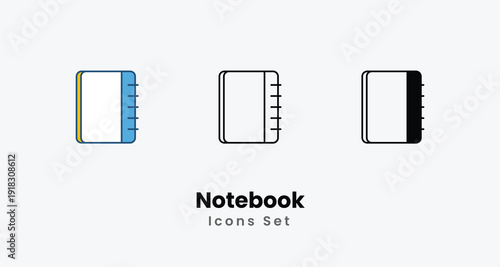 Notebook icons vector set stock illustration