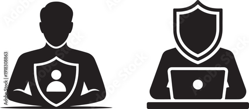 User Data Protection Shield Laptop Security Icon