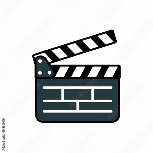 A film clapper board on a white background
