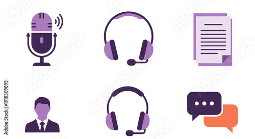 Purple icons for customer service and support
