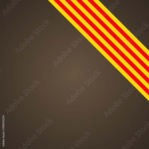 Corner slanted ribbon flag of Catalonia for a top right aera of a page.