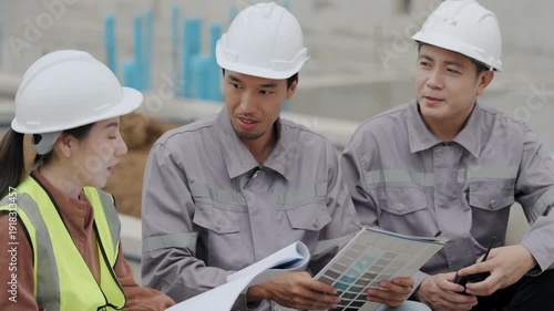 Wallpaper Mural Construction concept of 4k resolution. Asian engineers sitting and talking together at construction site. Torontodigital.ca