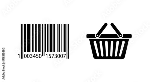 Barcode and shopping basket icon.