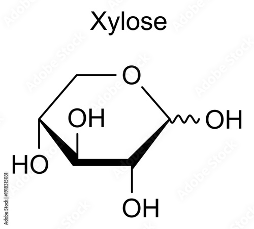 Xylose, chemical structure of xylose, drug substance