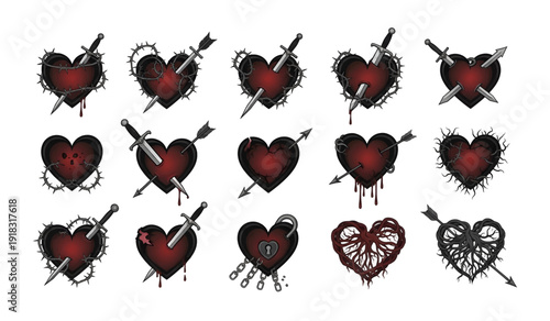 Tattooed Hearts with Arrows and Blood.