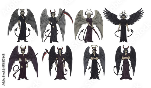 Collection of Various Angel and Demon Illustrations.