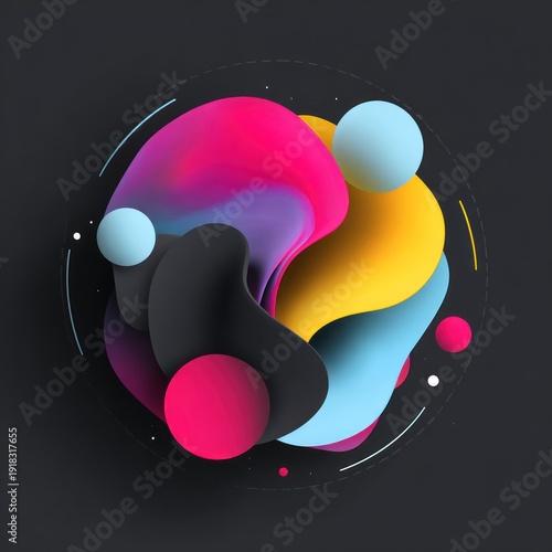 Wallpaper Mural Abstract Colorful Geometric Shapes on Dark Background Modern Artistic Design Torontodigital.ca