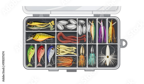 Fishing Lures in Tackle Box Organizer.