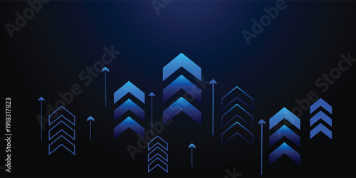 business finance arrow growth global technology background. graph stock market trading investment. trend profit income.