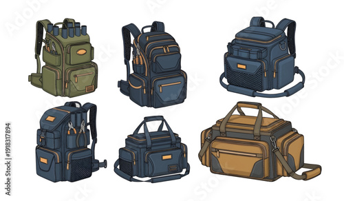 Collection of Various Backpacks and Duffel Bags.