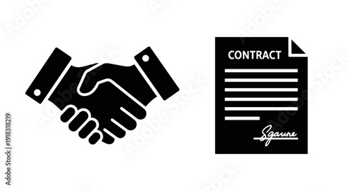 Handshake and contract agreement symbol.