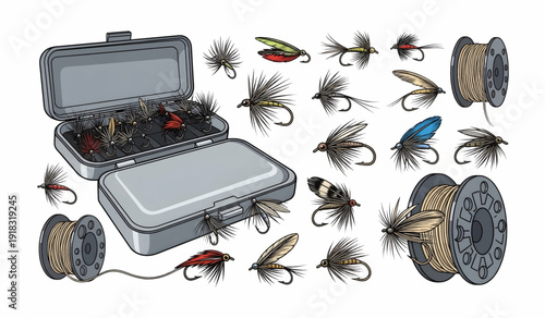 Fishing Lures and Tackle Box Display.