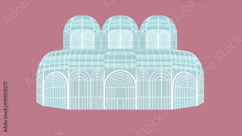 Botanical Garden of Curitiba Greenhouse Vector Illustration