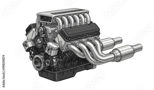 High Performance Car Engine Closeup.