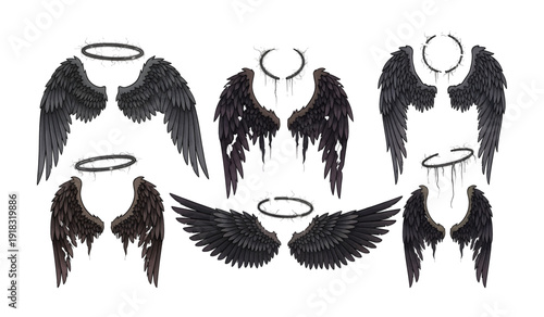 Black Angel Wings with Halos Collection.