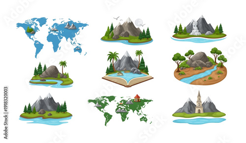 Cartoon Islands and Maps Collection.