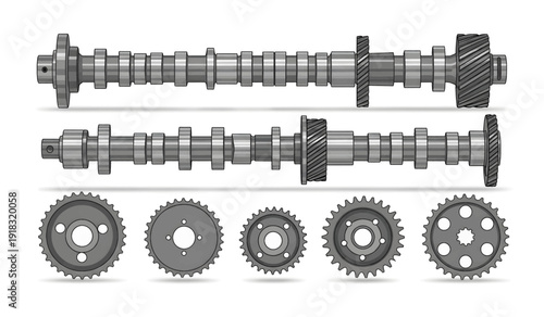 Camshaft and Gears Mechanical Components.