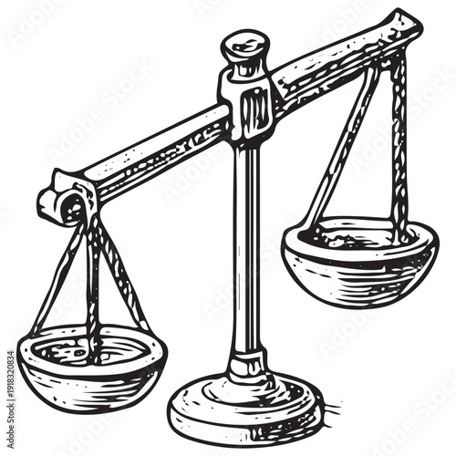 Balance Scale Justice Symbol Antique Legal Equality Law Court Illustration