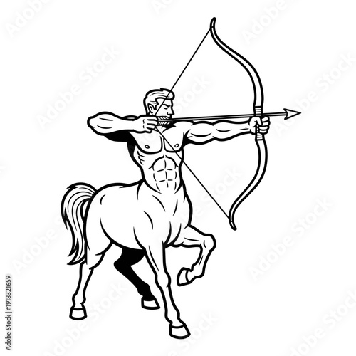 Centaur Archer Aiming Bow and Arrow in Dynamic Pose.