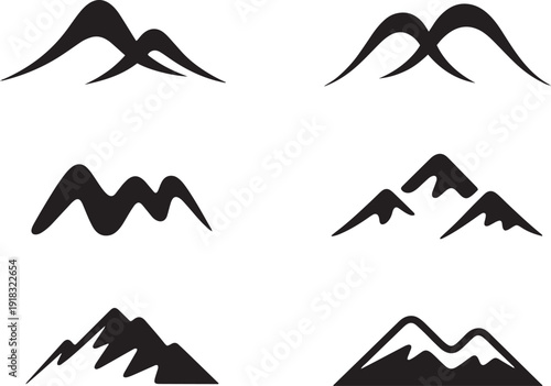 Minimalist wave style mountain silhouettes vector for creative branding organic nature products and clean landscape graphics