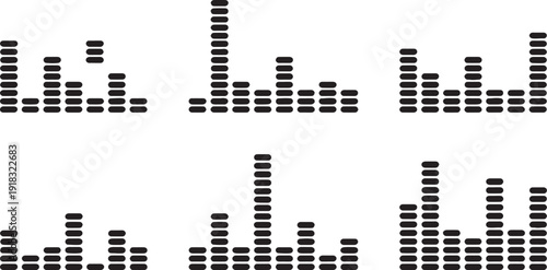 Digital audio spectrum and equalizer bars silhouette vector for music production sound recording and media entertainment design