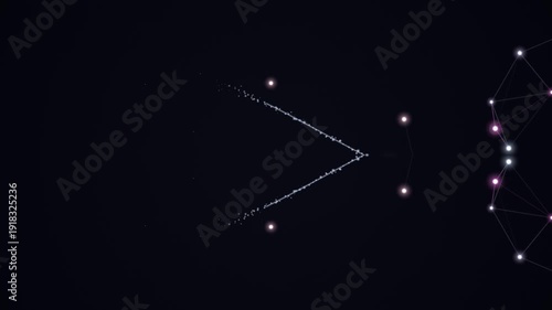 Abstract Network of Glowing Dots and Lines in Dark Space.