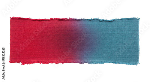 A colorful red and blue torn paper strip on transparent background