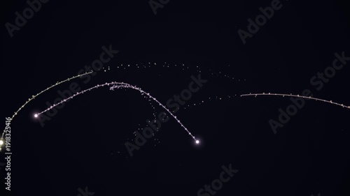 Bright Streaks of Light Moving Across a Dark Night Sky.