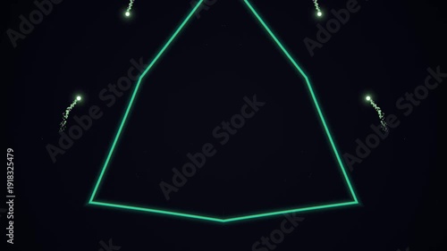Abstract Neon Light Triangle Kaleidoscope Pattern Loop Background.