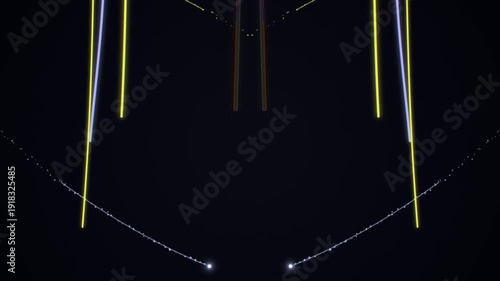 Abstract Neon Light Trails on Dark Background Creating Dynamic Visual Effects.