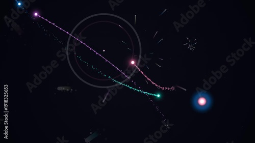Abstract Cosmic Trails of Light and Particles in Deep Space.