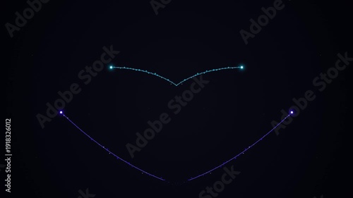 Abstract Glowing Lines Forming a Dynamic Face Animation on Dark Background.