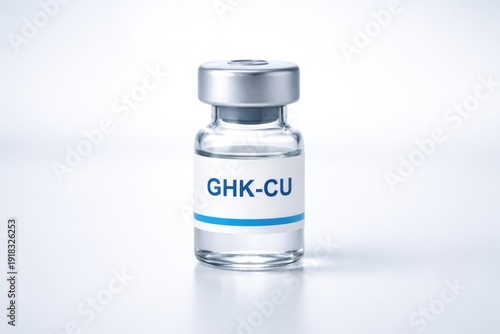Wallpaper Mural Glass vial labeled GHK-CU peptide cosmetic or medical serum isolated on white background Torontodigital.ca