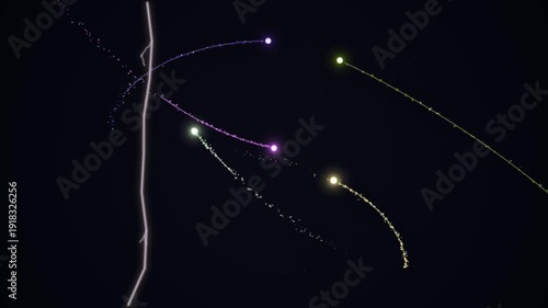 Abstract Light Trails and Particles Dance in Darkness.