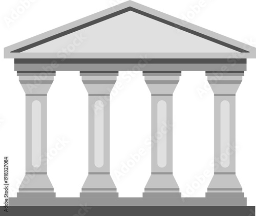 Classical greek temple with four stone columns.