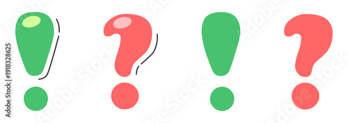 Colorful exclamation and question marks in pop art style.