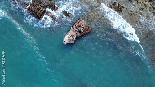 Aerial Drone View of Cape Agulhas South Africa – Rugged Coastline and Ocean Landscape
