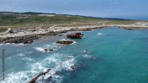Aerial Drone View of Cape Agulhas South Africa – Rugged Coastline and Ocean Landscape