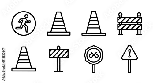 Road hazard warning signs symbols